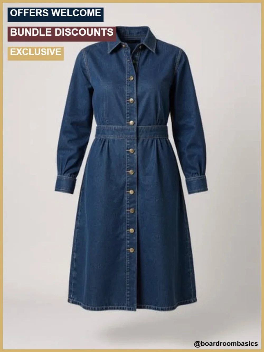 Button Front A-Line Midi Denim Skirt with Pockets